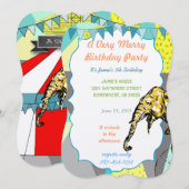 Circus Elephant Birthday Party Invitation Bunting Kaart (Voorkant / Achterkant)