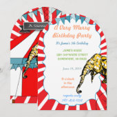 Circus Elephant Birthday Party Invitation Bunting Kaart (Voorkant / Achterkant)