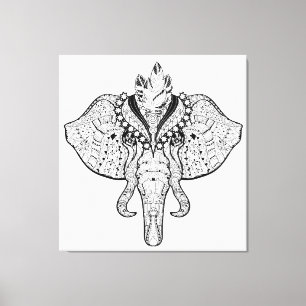 Circus Elephant Doodle 6 Canvas Afdruk