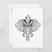 Circus Elephant Doodle Briefkaart (Voorkant / Achterkant)