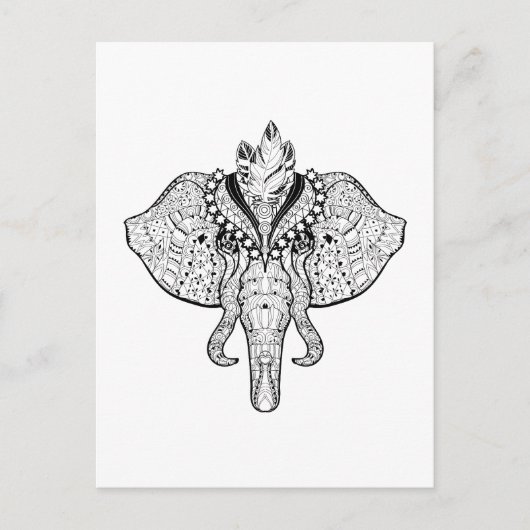 Circus Elephant Doodle Briefkaart (Voorkant)