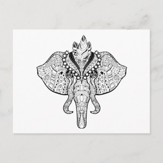 Circus Elephant Doodle Briefkaart (Voorkant)