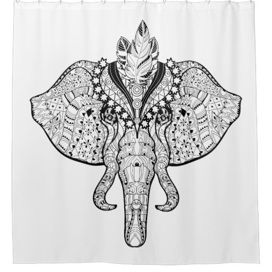 Circus Elephant Doodle Douchegordijn (Voorkant)