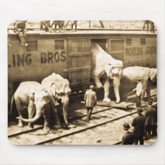  Circus Elephants die uit de trein stappen Muismat (Voorkant)