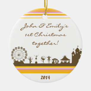 Circus Fair Farris Whee Gepersonaliseerde naamOrna Keramisch Ornament