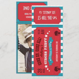 Circus Feest Ticket Kinderverjaardagsfeestje voeg Kaart