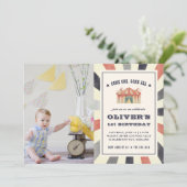Circus Foto Birthday Party Invitation Kaart (Staand voorkant)