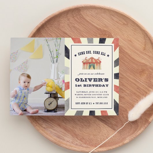 Circus Foto Birthday Party Invitation Kaart