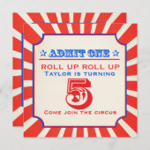 Circus fun fair 5e anniversaire invitation (Devant / Derrière)