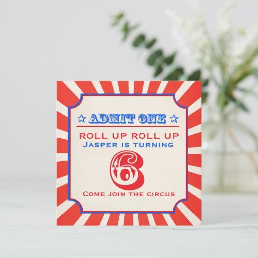 Circus fun fair 6e anniversaire invitation (Debout devant)