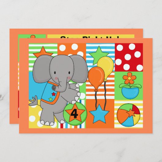Circus Fun Invitation Customisée Anniversaire (Devant / Derrière)