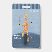 Circus Giraffe Blue Student Hall Pass Badge (Avant)