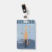 Circus Giraffe Blue Student Hall Pass Badge (Avant avec clip)