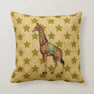  Circus Giraffe over groene sterren Kussen