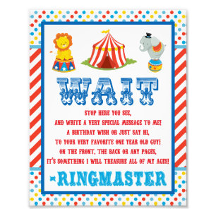 Circus Guest Book Sign - Foto van 8 x 10 inch Afdruk