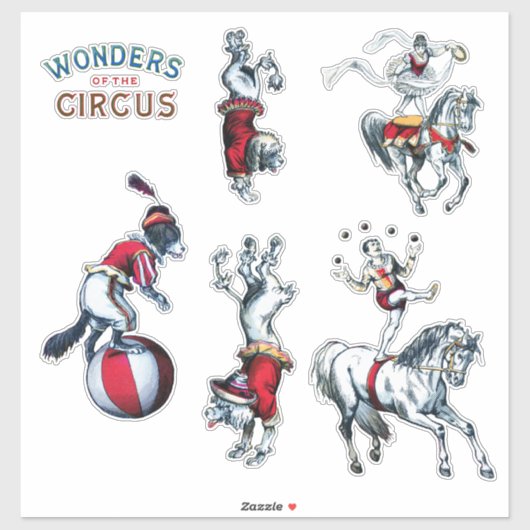  Circus Handelingen, Honden en Paarden Sticker (Vel)