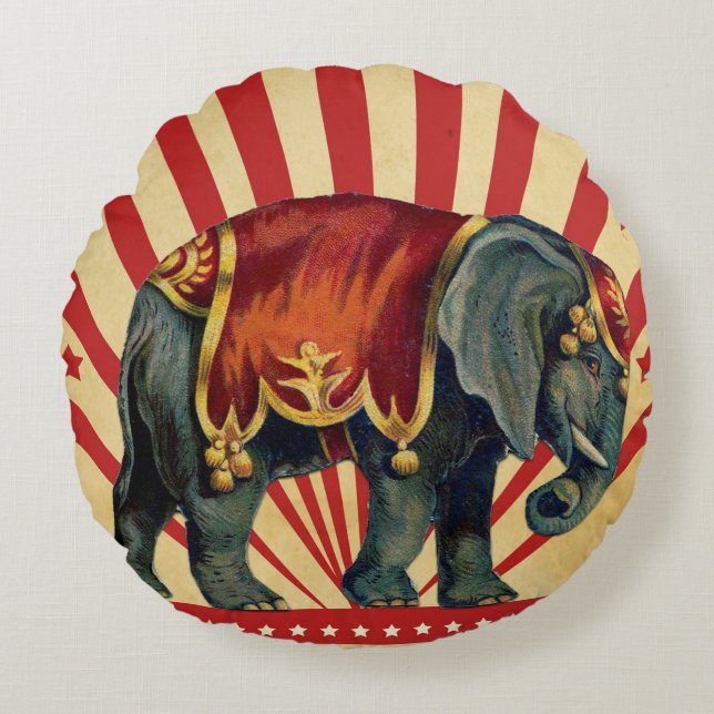  Circus Illustratie Kunst Oud Antiek Rond Kussen (Voorkant)