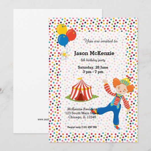 Circus Kaart (Voorkant / Achterkant)