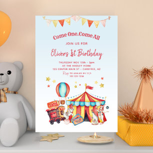 Circus Kermis Jongens 1e Verjaardag Kaart