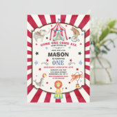 Circus Kermis Verjaardagsuitnodiging Circus Feestj Kaart (Staand voorkant)