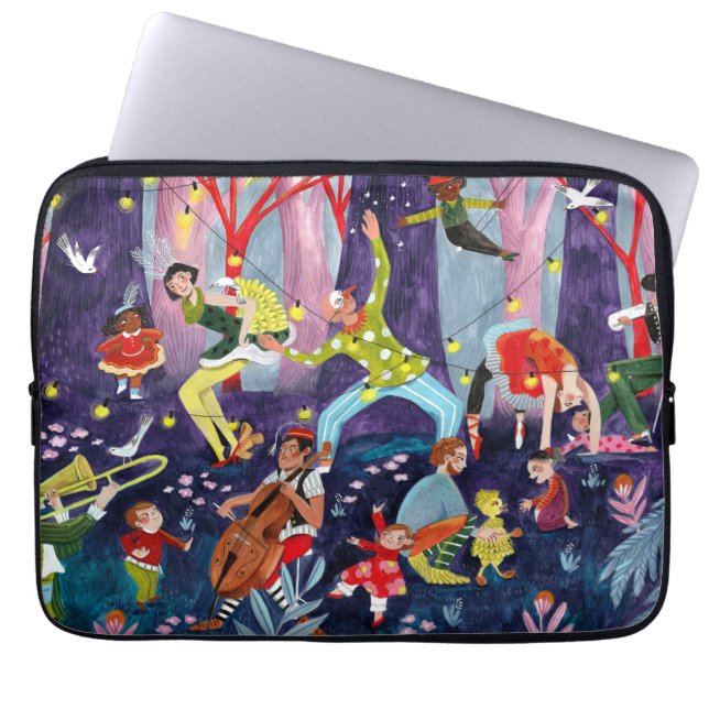 Circus kinder & podiumkunstenaar in het bos laptop sleeve (Voorkant)