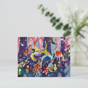 Circus kinderen & uitvoerende kunstenaar in het bo briefkaart