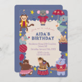 Circus Kinderen Verjaardag Uitnodiging (Voorkant / Achterkant)