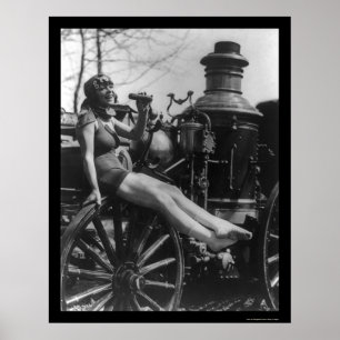 Circus Lady Sitting on a Fire Engine 1924 Poster