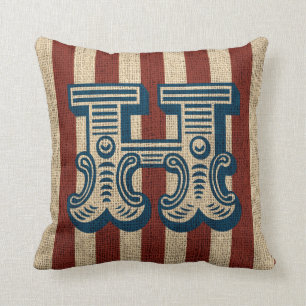  Circus Letter H Burlap look 2 Kussen