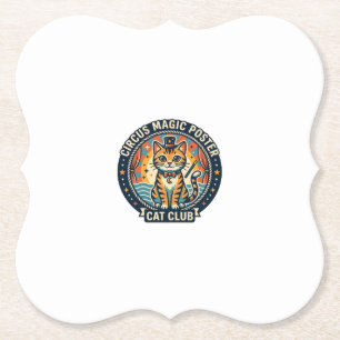 Circus Magie Poster Kat Cute Kitty Ontwerp - Circu Kartonnen Onderzetters