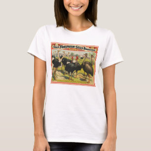  circus met struisvogels en grote vogels. t-shirt