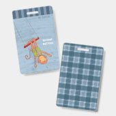 Circus Monkey Blue Student Hall Pass Badge (Avant & arrière)