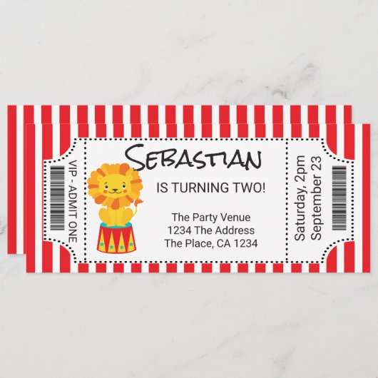 Circus Novelty Ticket, gepersonaliseerd Kaart (Voorkant / Achterkant)
