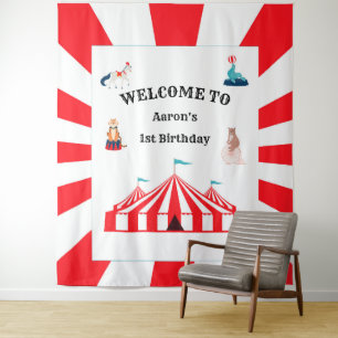 Circus- of kermis- verjaardag foto booth achtergro wandkleed