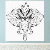 Circus Olifant Doodle 6 Canvas Afdruk (Insitu (Houten vloer))