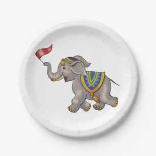Circus olifant met vlag papieren bordje
