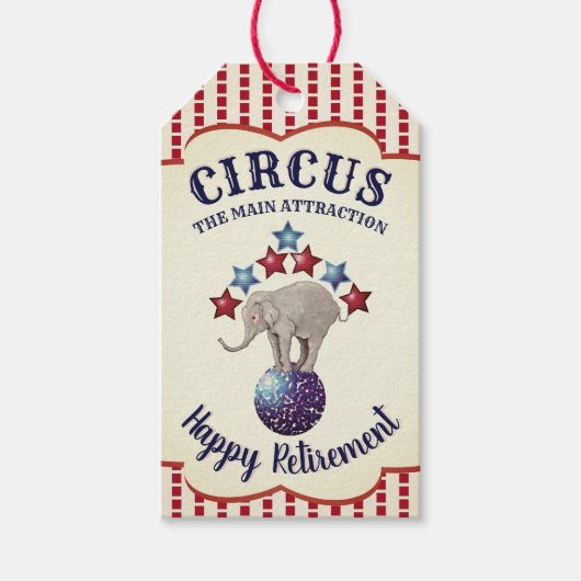 Circus Olifant Pensioen Cadeaulabel (Voorkant)