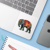 Circus Olifant Sticker (Laptop met iPhone)