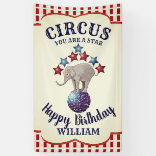  Circus Olifant Verjaardag Spandoek