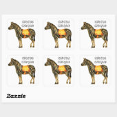 circus optredend zebra vierkante sticker (Vel)