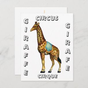  circus optredende giraffe notitiekaartje