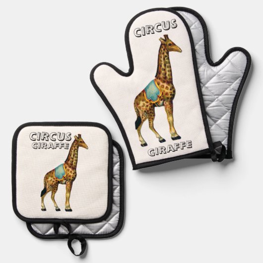 circus optredende giraffe ovenwant & pannenlap set (Voorkant / Achterkant)