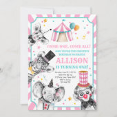 Circus Party Animals Carnaval First Birthday Kaart (Voorkant)