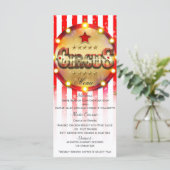 Circus Party Event Red White Gold Stried Menu (Debout devant)