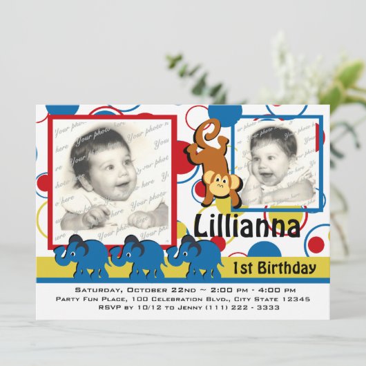 Circus Party Foto Kaart (Staand voorkant)