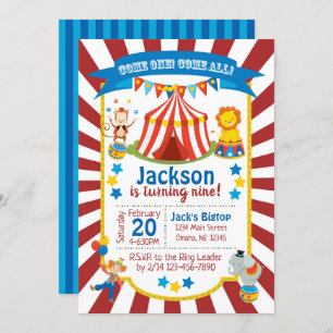 Circus Party Invitation - Circus Birthday Invite Kaart
