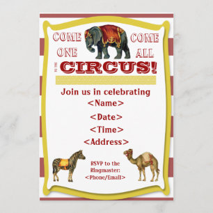 Circus Party Invitation Kaart