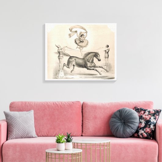 Circus performer springen over een groot lint canvas afdruk (Insitu (Woonkamer))