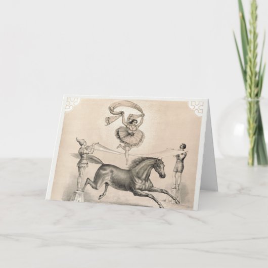 Circus performer springen over een groot lint kaart (Voorkant)