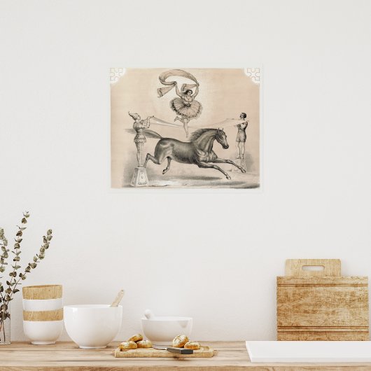 Circus performer springen over een groot lint poster (Keuken)